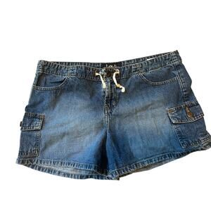Vintage LEI Denim Jeans shorts y2k button with drawstring‎ cargo